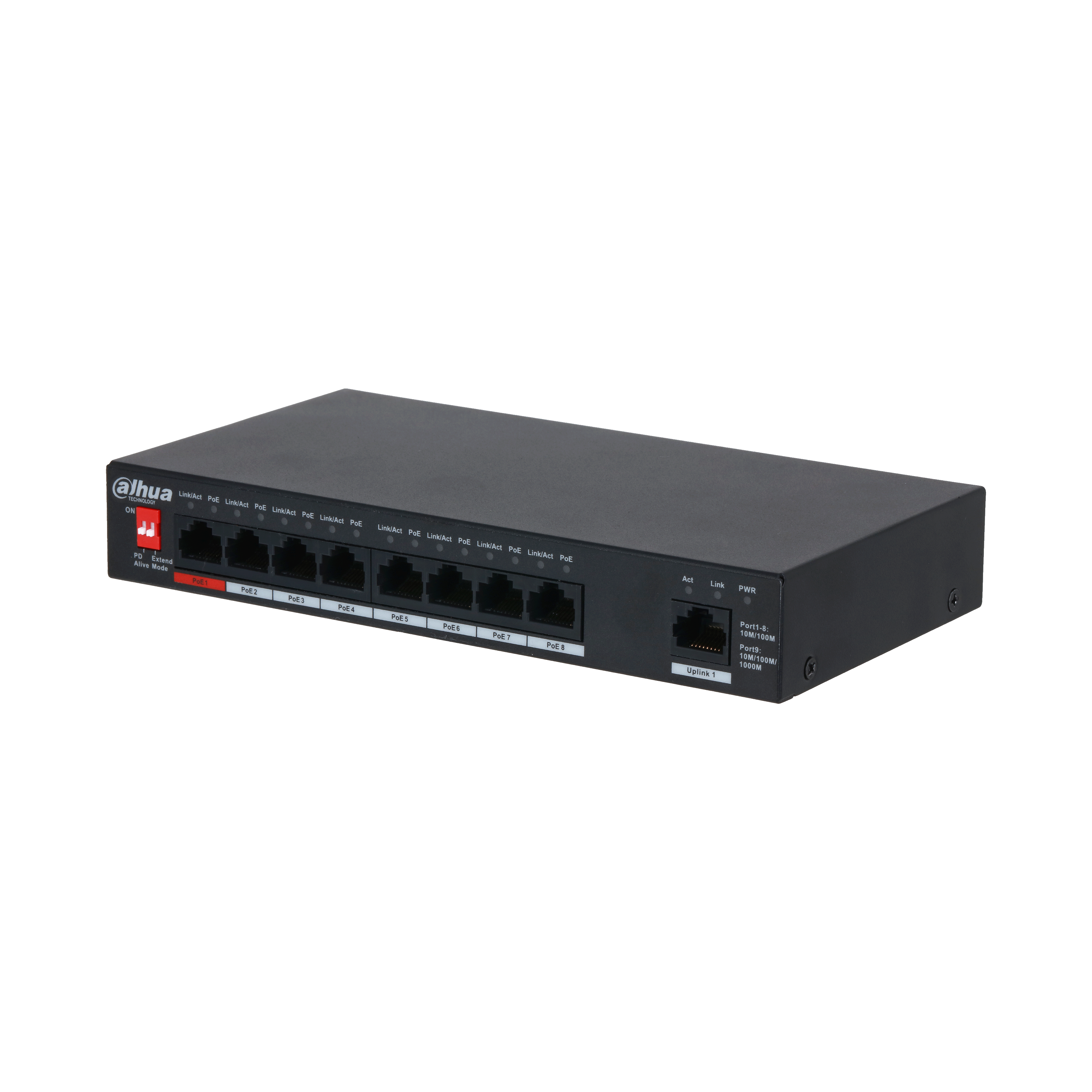 Dahua PoE switch, beltéri, asztali, 802.3af/at/bt, AI Extend mód,AI PoE mód