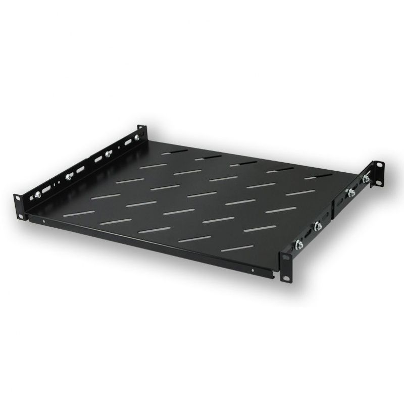 Rack szekrényhez 1 U magas perforált tálca, 500 mm mély, elől-hátul rögzíthető,