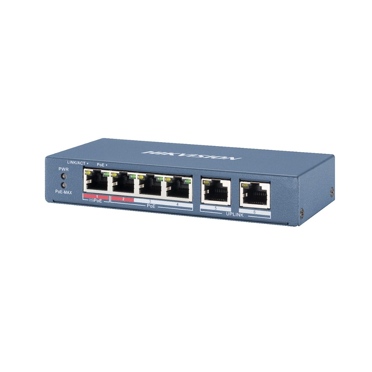 Hikv. 6 portos PoE switch; 1HiPoE + 3 PoE+ (at)+