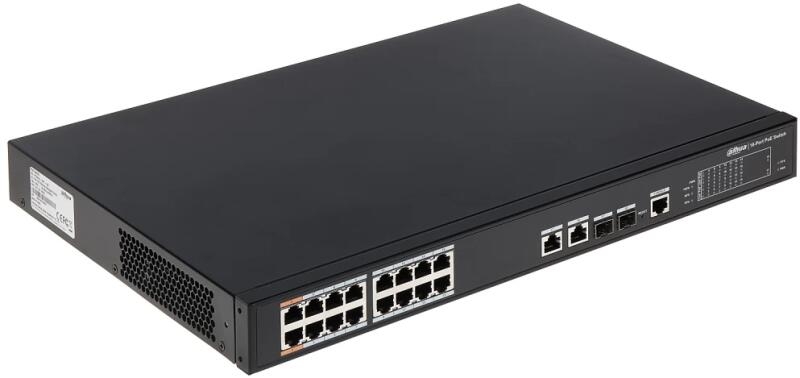 Dahua 16 portos switch, menedzselhető,PoE/PoE+ (240W) + 2x gigabit/SFP combo