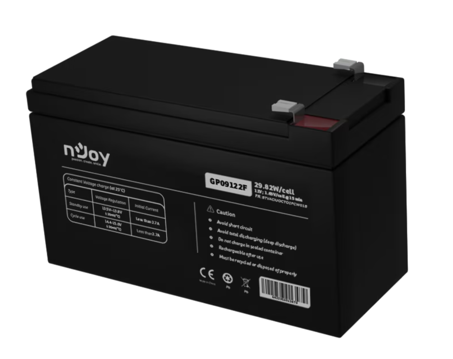 NJOY Szünetmentes akkumulátor - GP09122F (12V/9Ah, T2/F2, zárt, gondozás mentes,