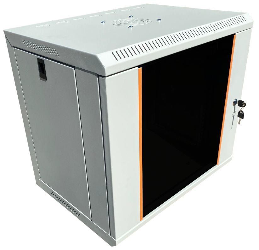 TechSon 540 x 400 mély 6U magas, fali 19"-os rackszekrény, üveg ajtó, fehér