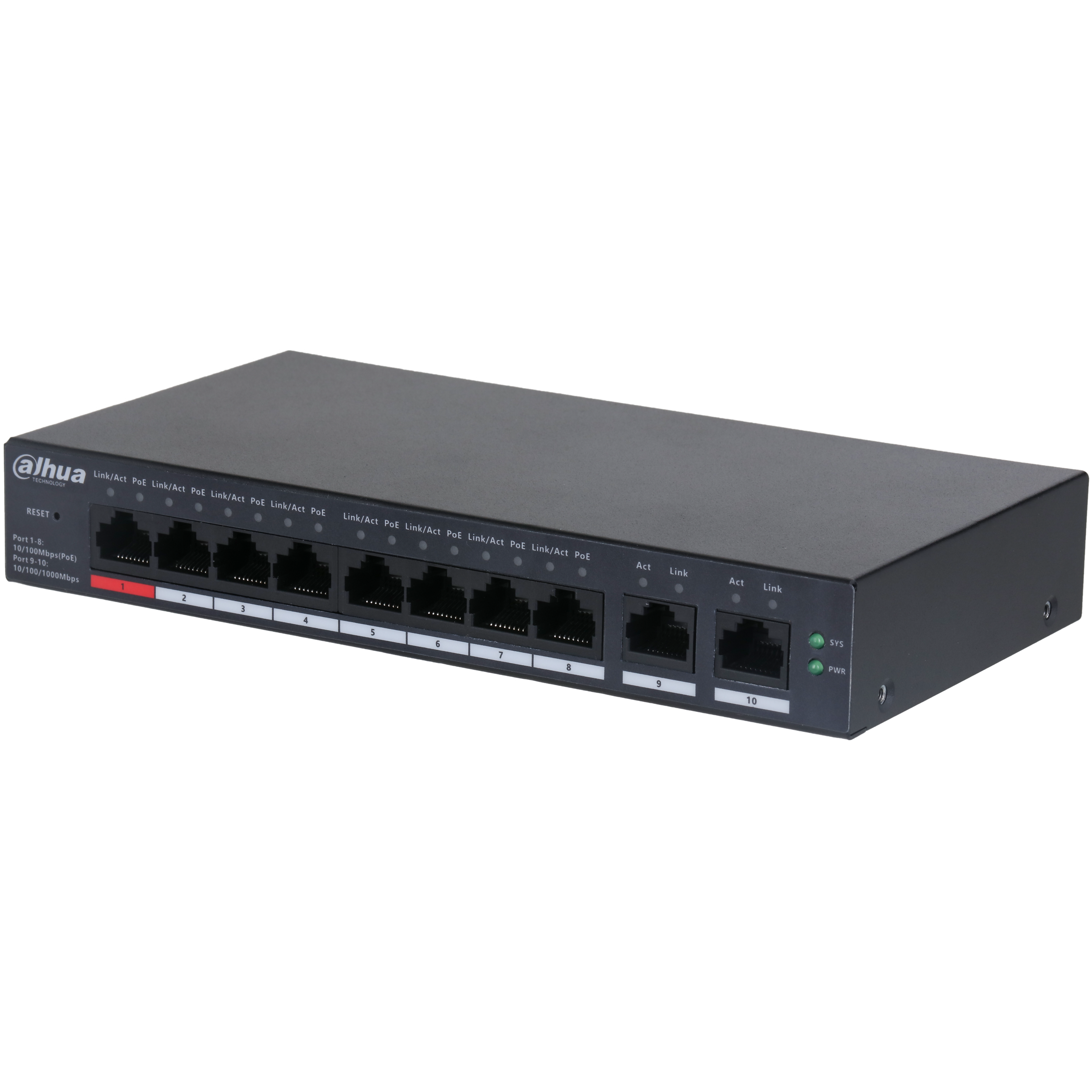 Dahua CS4010-8ET-110 PoE switch, beltéri, asztali / falra szerelhető,