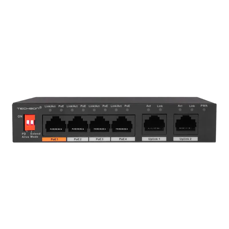 Techson TCSL AMP04 2MU 6 portos PoE switch