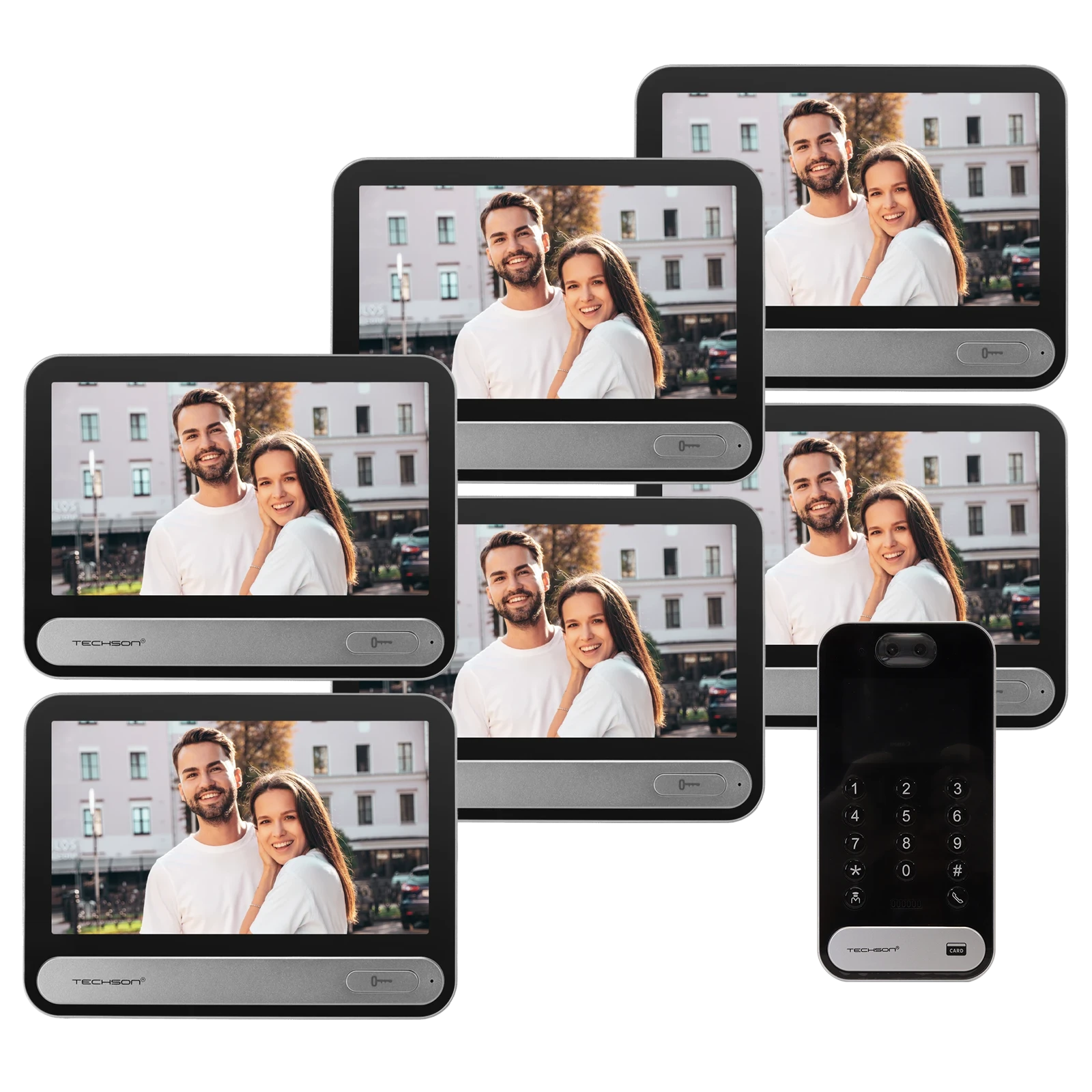 Techson 6 db TCTIS716 + 1 db TCTDS302 Hatlakásos Video IP kaputelefon szett