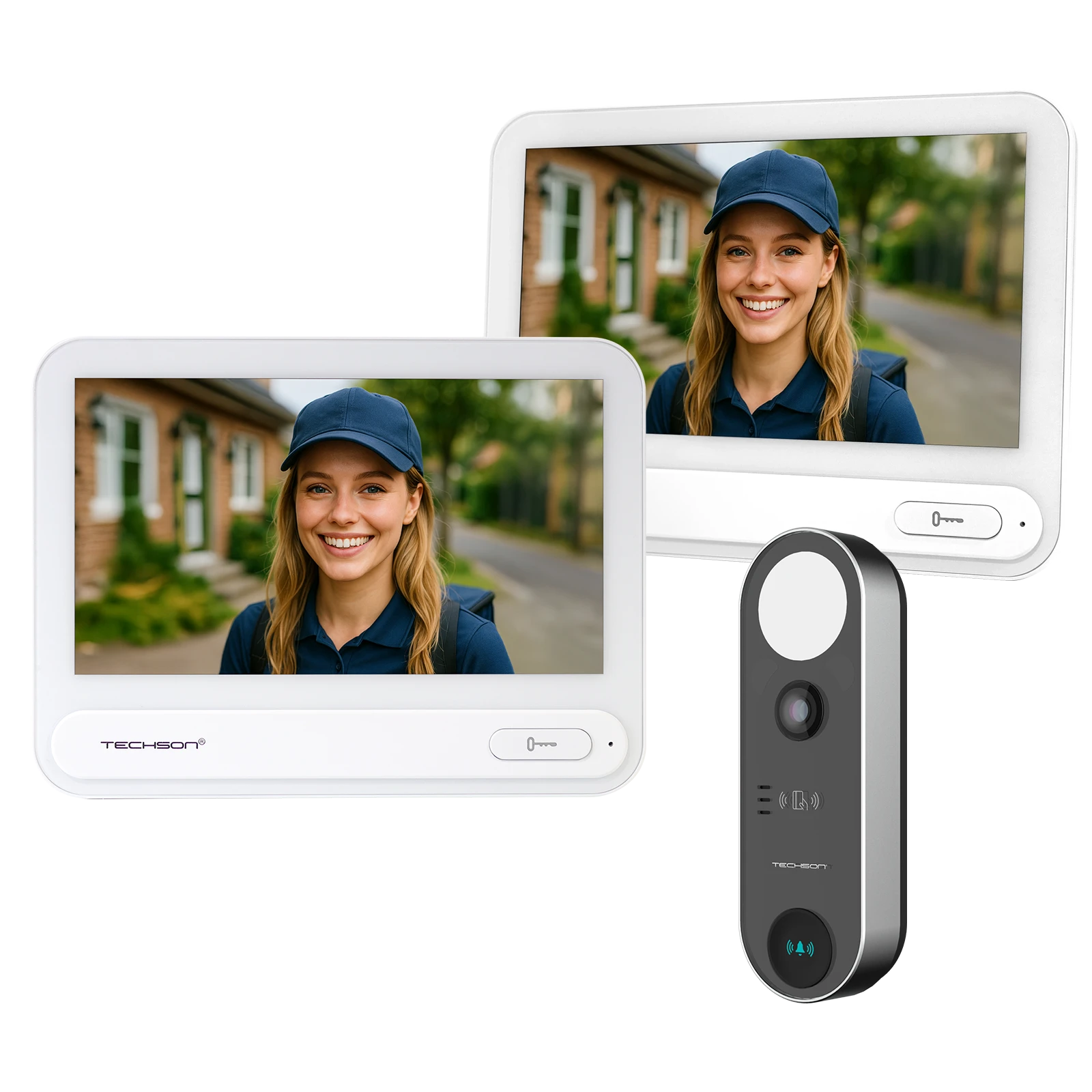 Techson 2 db TCTIS716WHITE + 1 db TCTDB102 Egylakásos Video IP kaputelefon szett