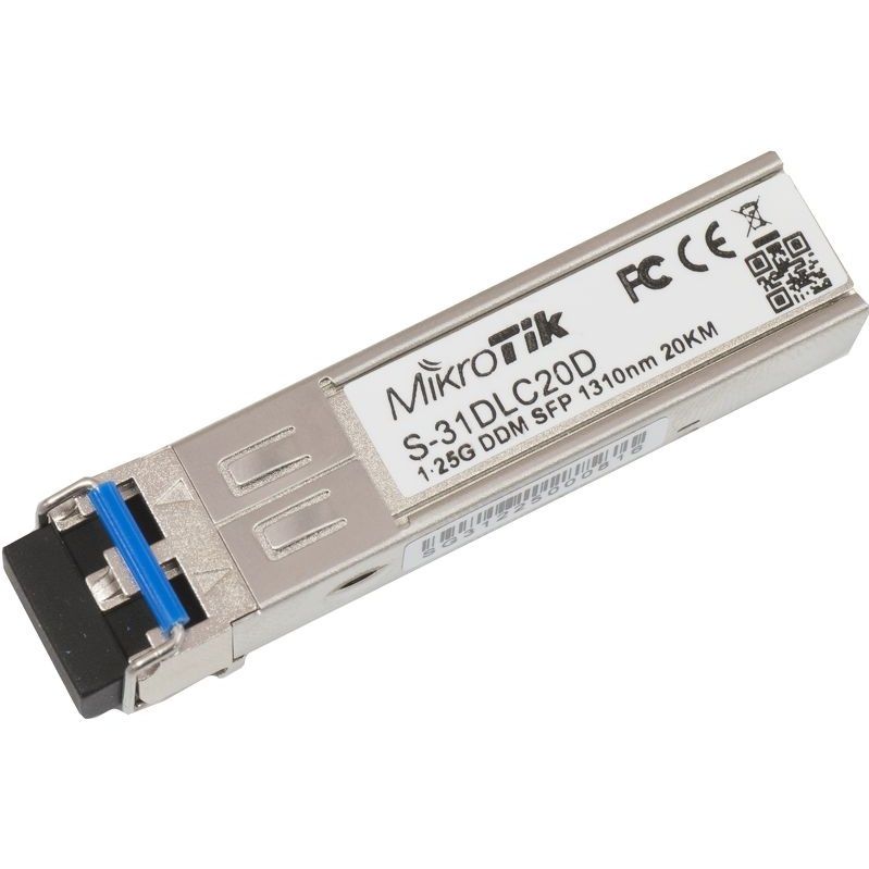 MikroTik, 1.25G, 1310nm Dual LC 20km SM DDM SFP modul - Csak a készlet erejéig!