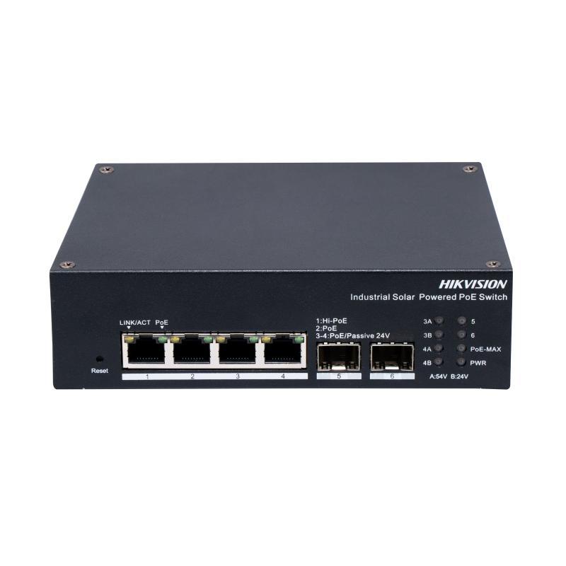 Hikvision DS-3T1506HP-EI-UPS Ipari Solar PoE Switch