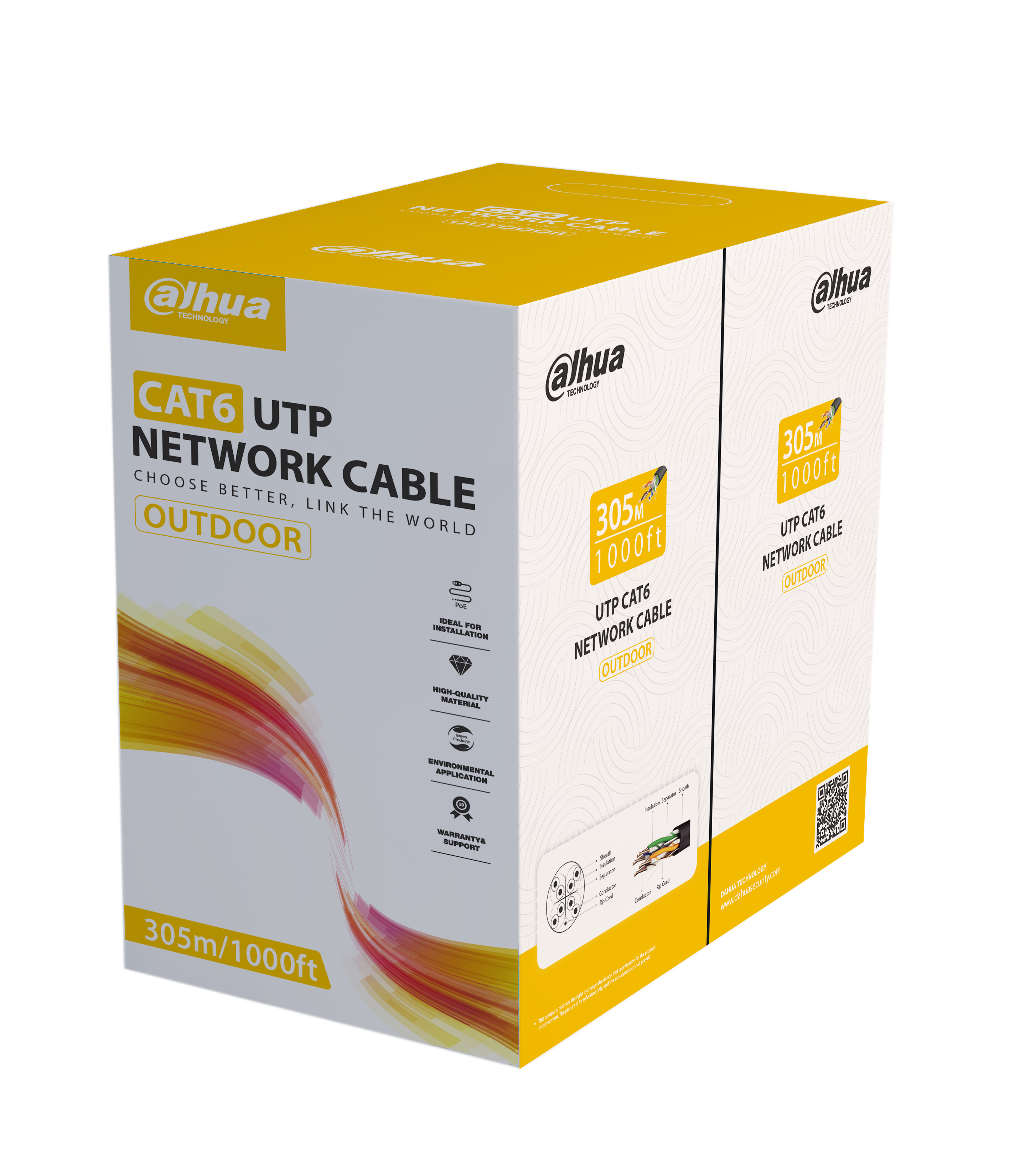 Dahua PFM920-6UN Cat.6 UTP kültéri kábel, PE köpeny, 305 m
