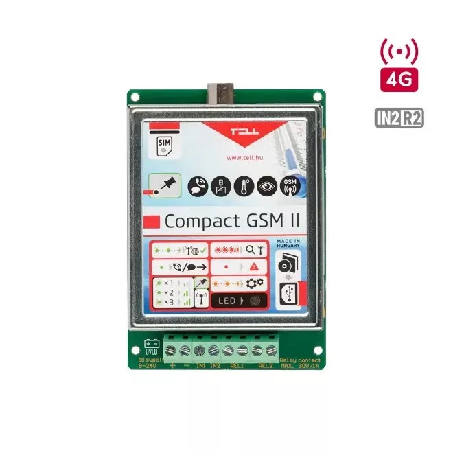 Compact GSM II 4G -2bemenet/2 relé kimenetes kontaktust vezérelt  kommunikátor