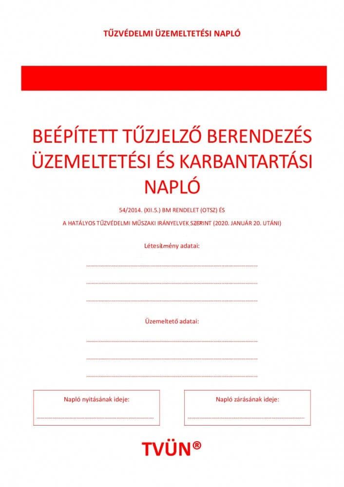 Karbantartási napló tűzjelző berendezéshez (piros)