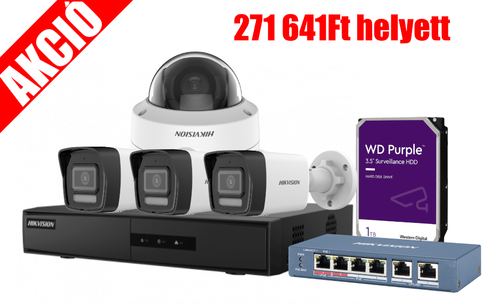 Akciós Hikvision 4 kamerás szett