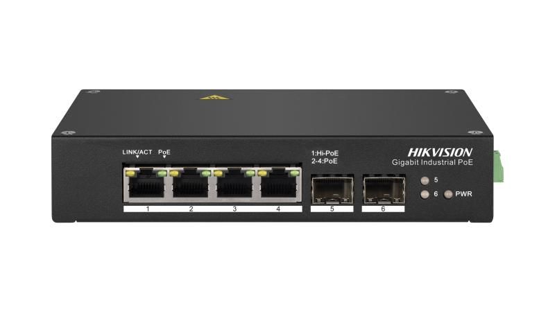 Hikvision DS-3T0506HP ipari PoE switch, 6 port