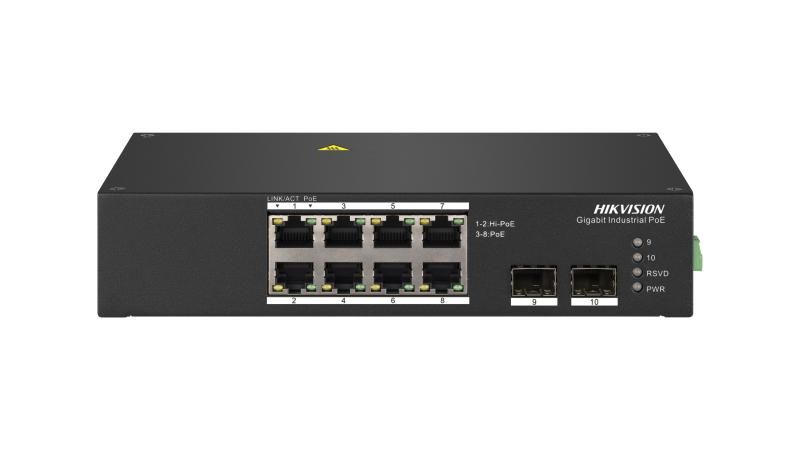 Hikvision DS-3T0510HP ipari PoE switch, 10 port