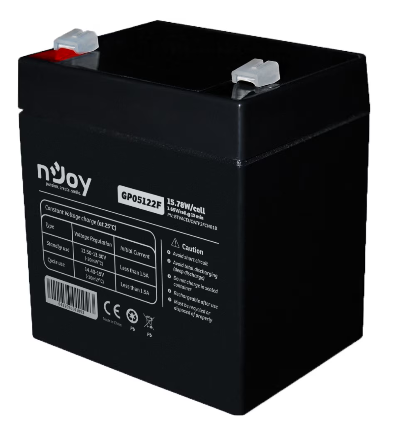 NJOY Szünetmentes Akkumulátor - GP05122F (12V/5Ah, T2/F2, zárt, gondozás mentes,