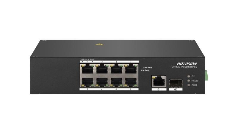 Hikvision DS-3T0310HP Ipari PoE Ethernet switch, 10 port