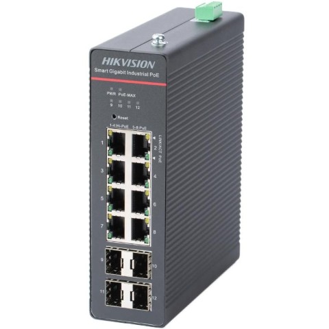 Hikvision DS-3T1512HP-SI-8P4FKIT(75W) PoE switch, 12 port