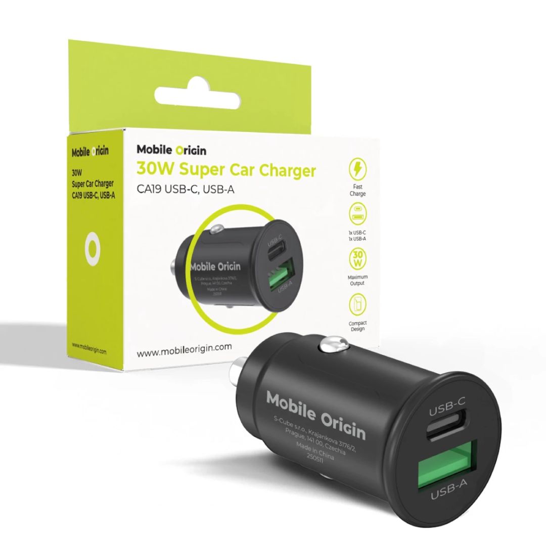 Mobile Origin CA19 - USB-C + USB-A PD/QC 30W autós töltő 12/24V foglalathoz